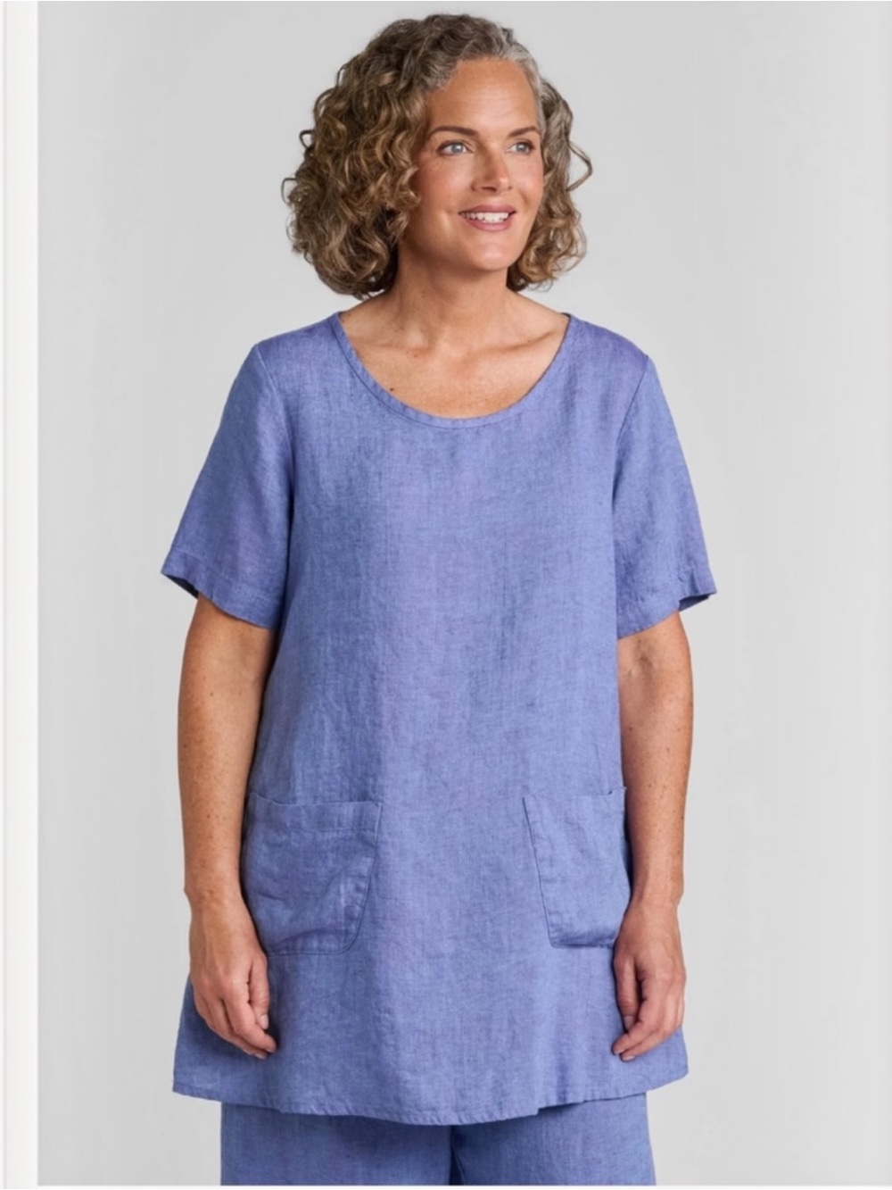 FLAX Top Tee Tunic Shirt Linen Pockets Oversized Women’s Size Small